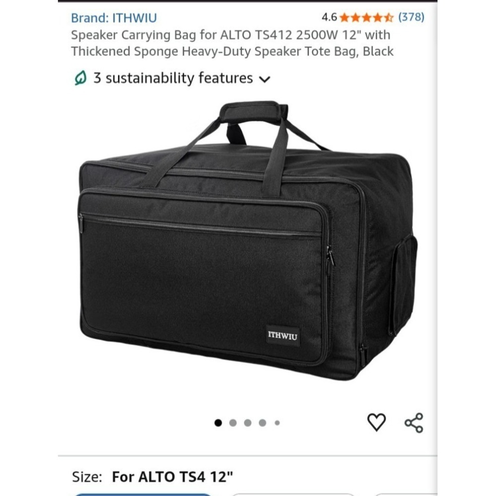 ITHWIU 12 Inch Speaker Tote Bag Padded Gig Bag for Alto TS412 Yamaha DXR12 Black
